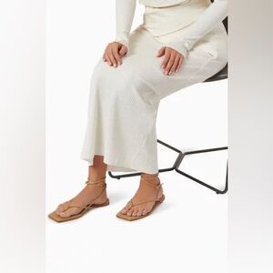 Studio Amelia Slingshot Nappa Leather Flat Sandals Beige EU 36 / US 6 NWT
